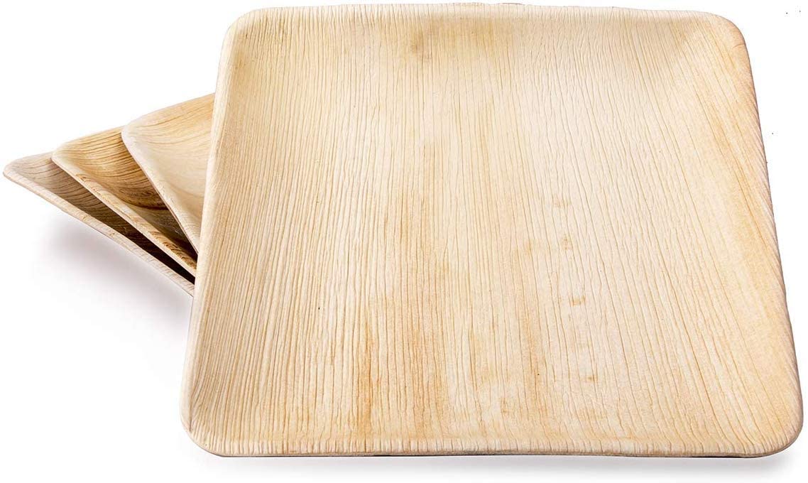 10 inch palm leaf square plates for party tableware
