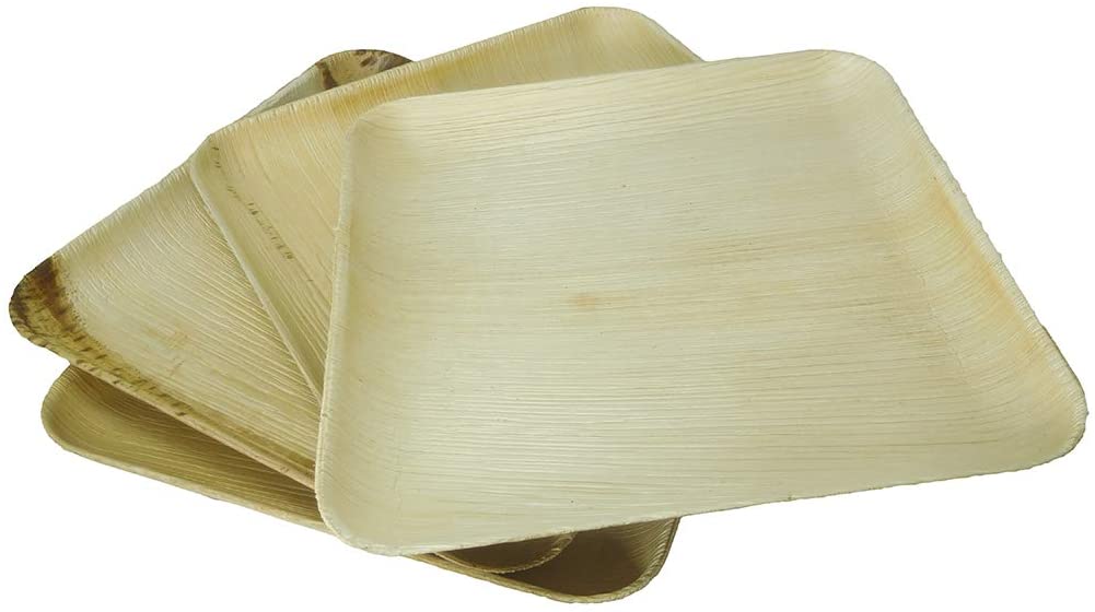 compostable square dinner plates made from palm leaf