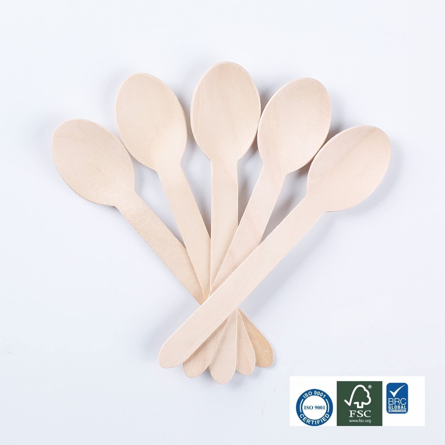6.5 inch eco-friendly spoons with natural wood grain