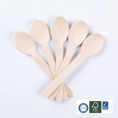 6.5 inch eco-friendly spoons with natural wood grain