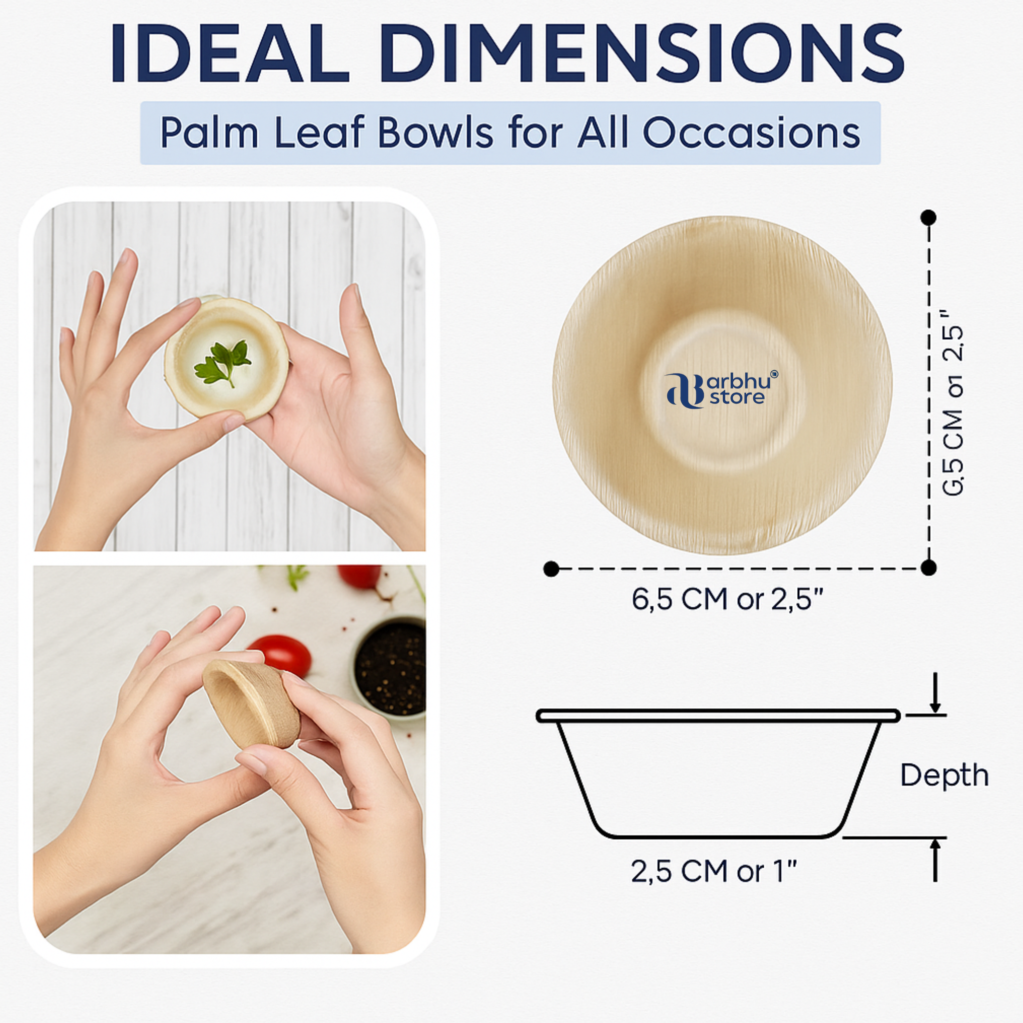 Disposable Palm Leaf Strong Bowl Like Bamboo Party Bowl - Decorative Compostable Tableware