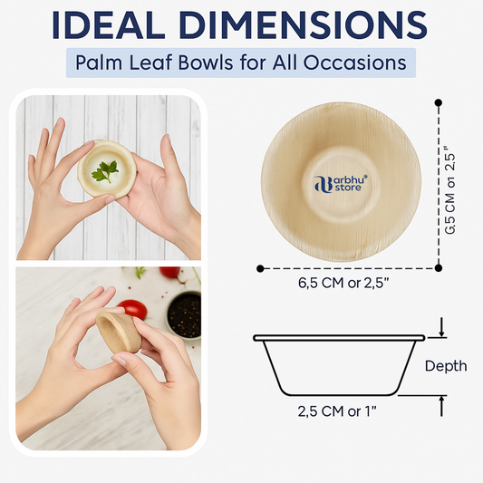 Disposable Palm Leaf Strong Bowl Like Bamboo Party Bowl - Decorative Compostable Tableware