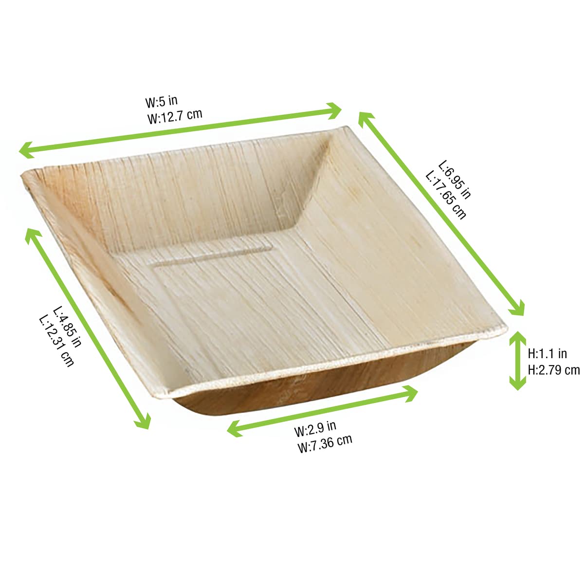 Square Palm Leaf Plates & Bowls 7x5