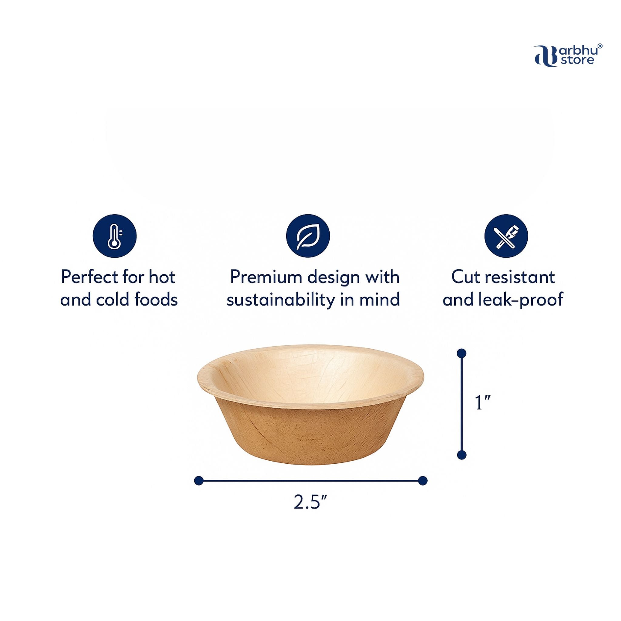 Arbhu Disposable 2.5 Inch Mini Palm Leaf Square Bowls