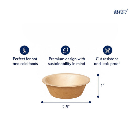 Arbhu Disposable 2.5 Inch Mini Palm Leaf Square Bowls