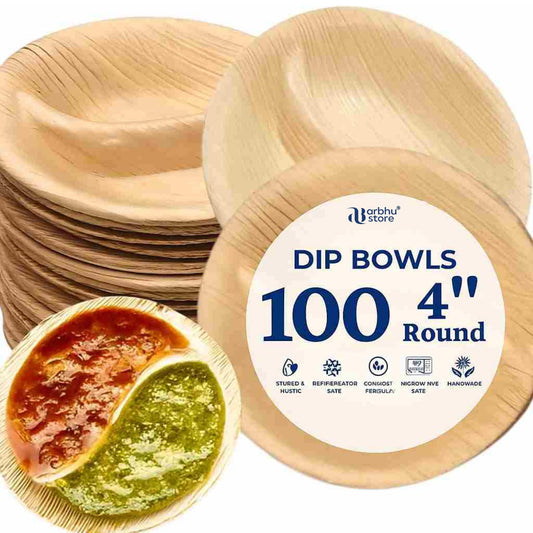 Compostable Palm Leaf 4" Bowls (100) | Mini Disposable Dip & Sauce Dishes