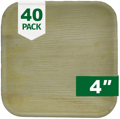 4 inch square areca leaf plate with natural grain