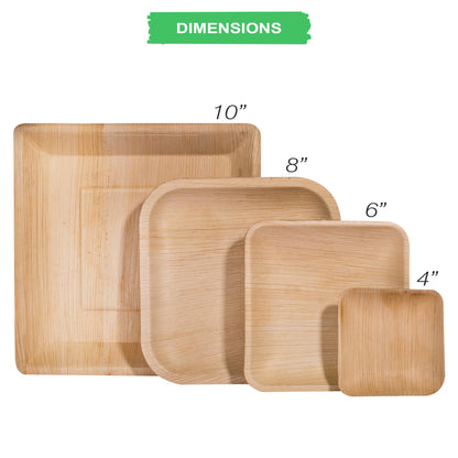 natural 6 inch square palm leaf plate for sustainable dining