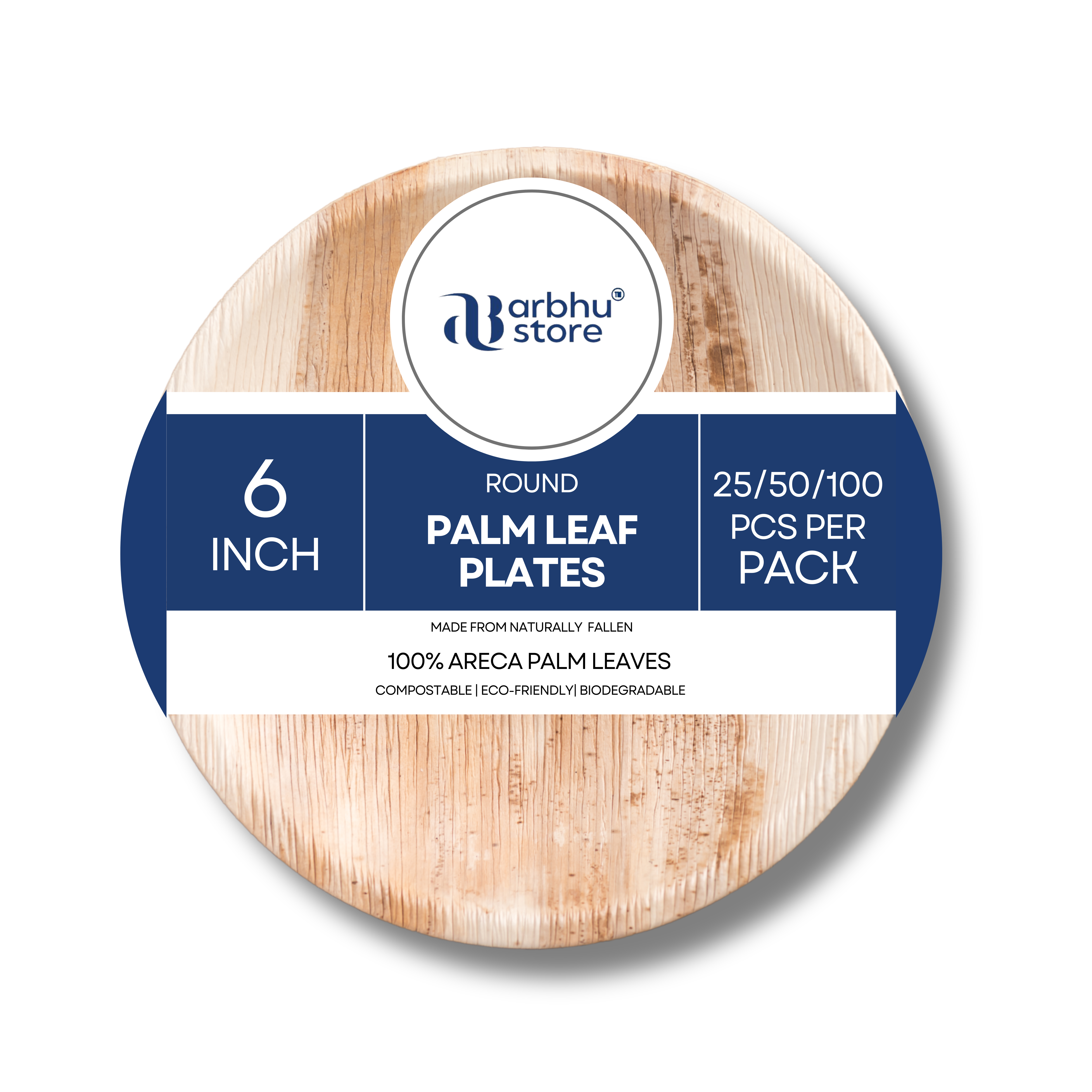 Arbhu Disposable 6 Inch Palm Leaf Round Plates