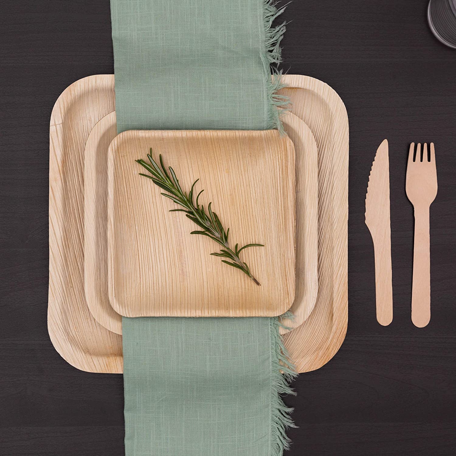 8 inch square areca plates for buffet service