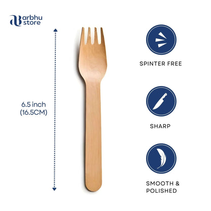 6.5 inch birchwood disposable forks for compostable cutlery