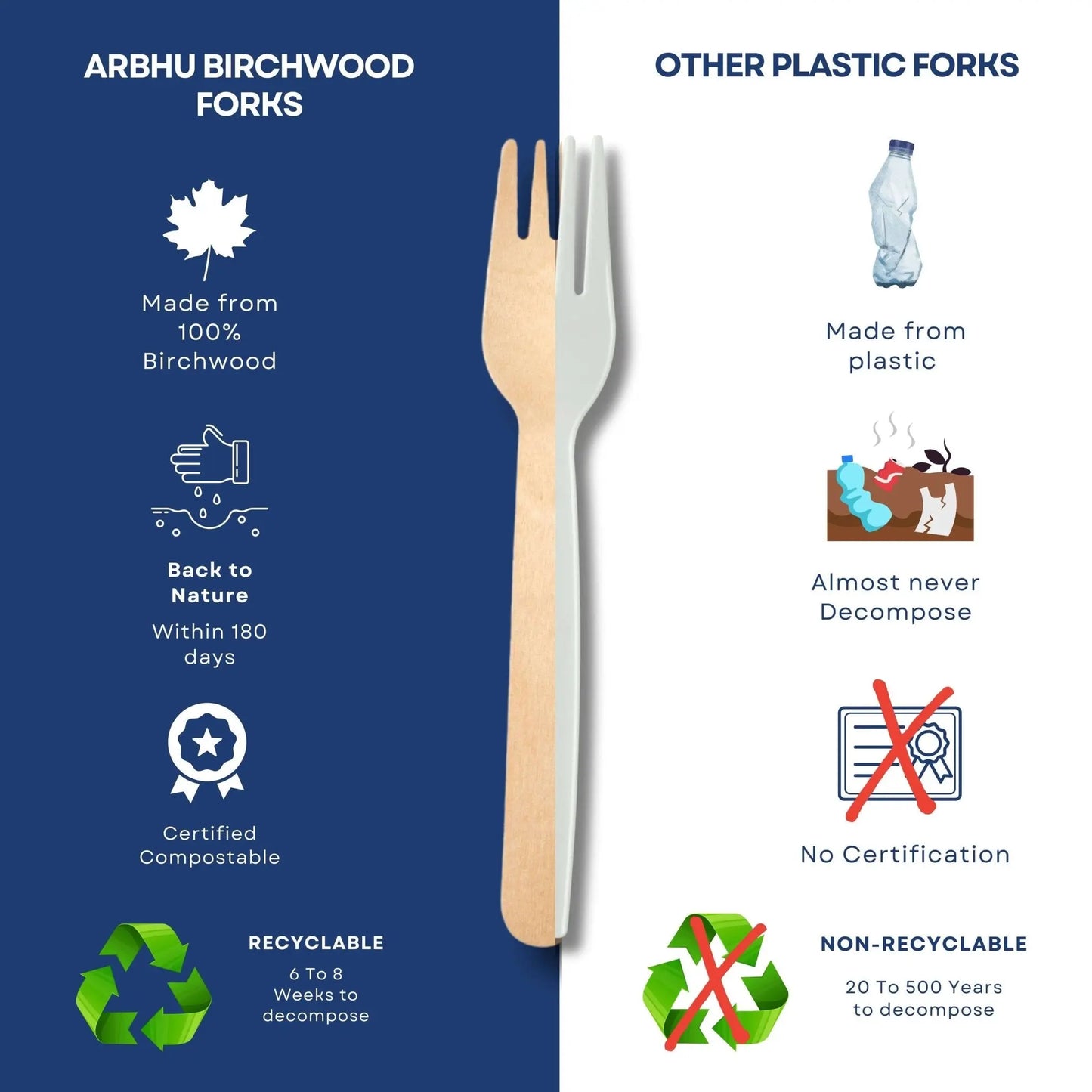 stack of natural birchwood forks for parties and catering