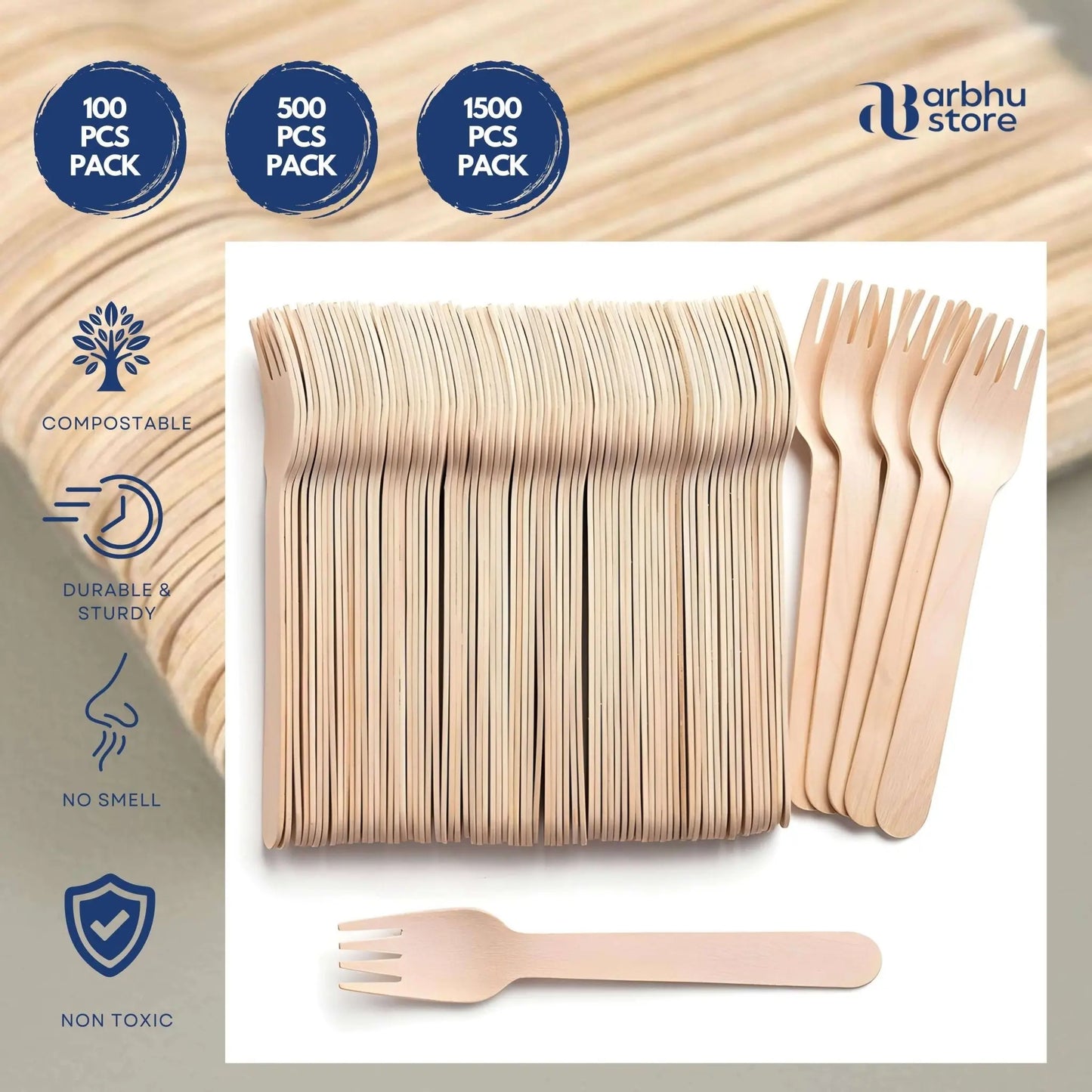 disposable birchwood forks for picnics and events