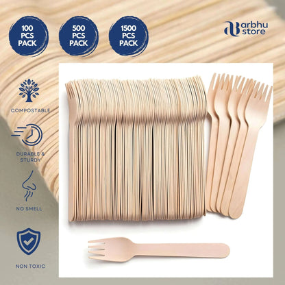 disposable birchwood forks for picnics and events