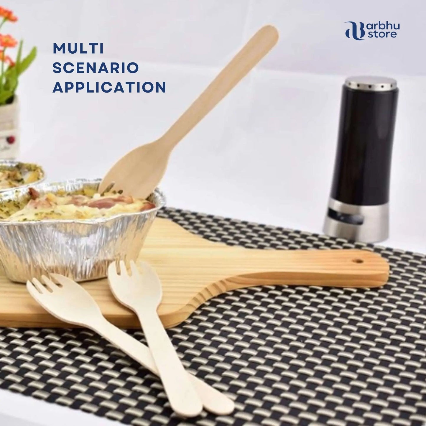 6.5 inch eco-friendly forks with natural wood grain