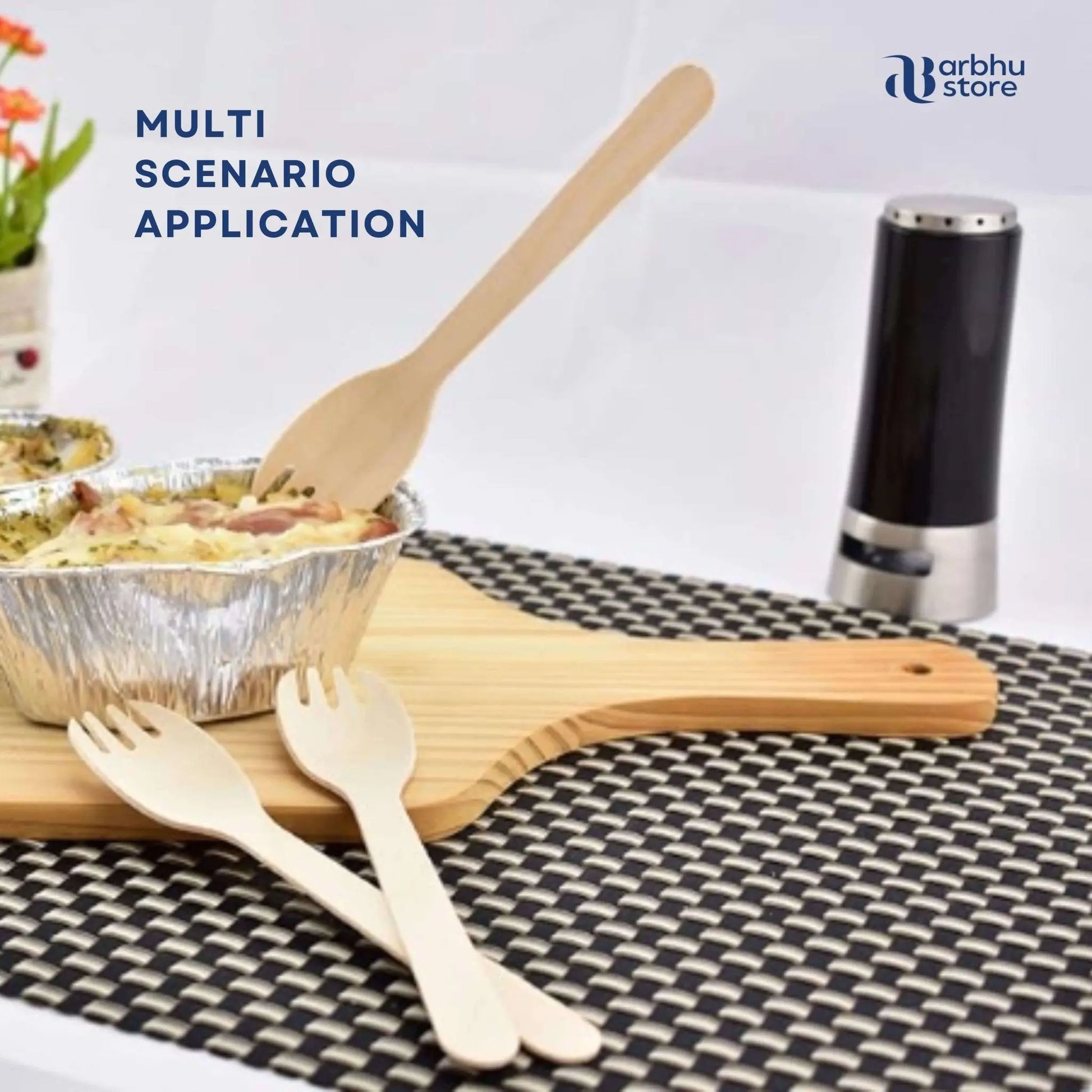 6.5 inch eco-friendly forks with natural wood grain