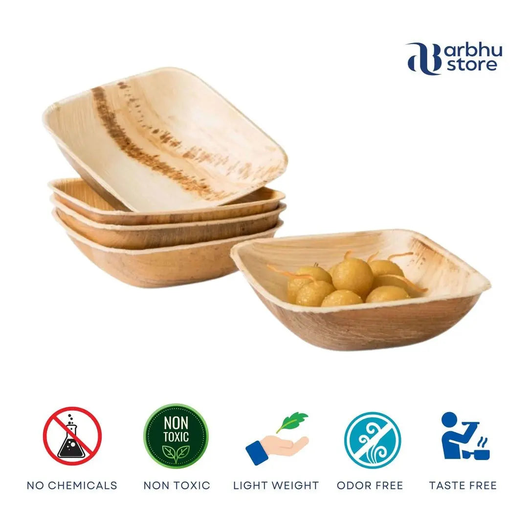 compostable square palm leaf bowls for dips