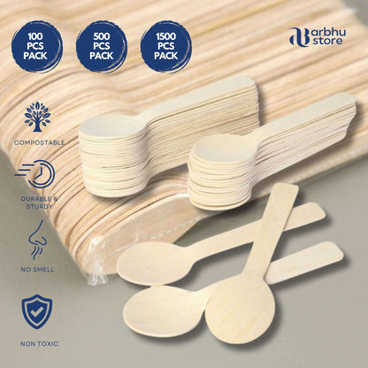plastic-free 6.5 inch wood spoons for food service