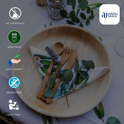 compostable round palm leaf plates for entrees