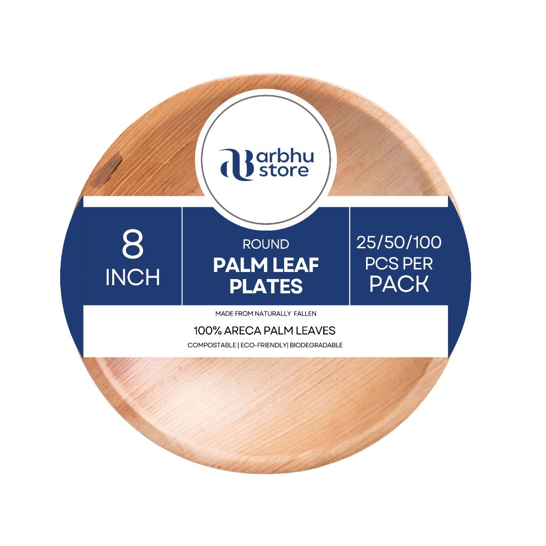 8 inch round palm leaf plates for compostable meals