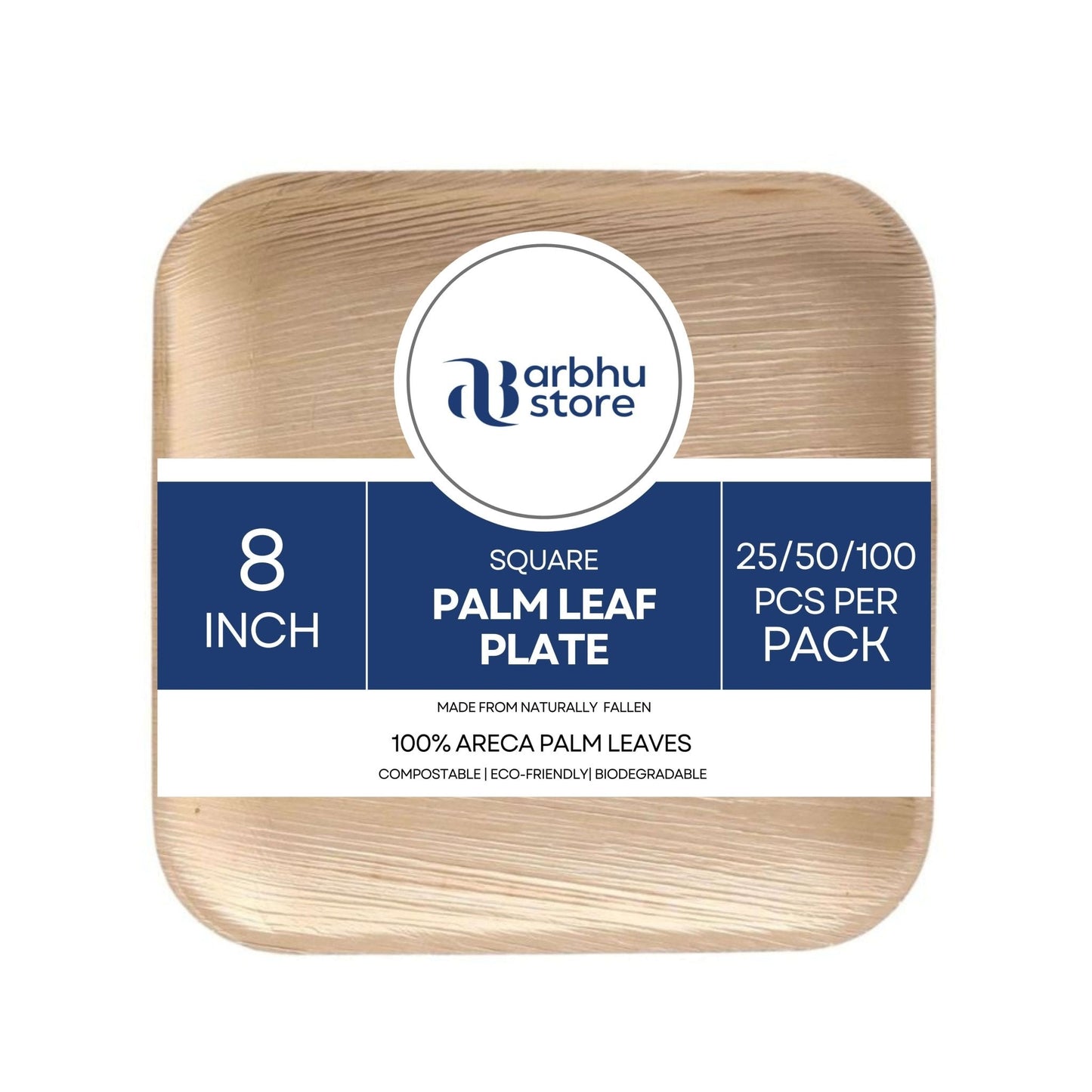 8 inch square palm leaf plates for compostable tableware