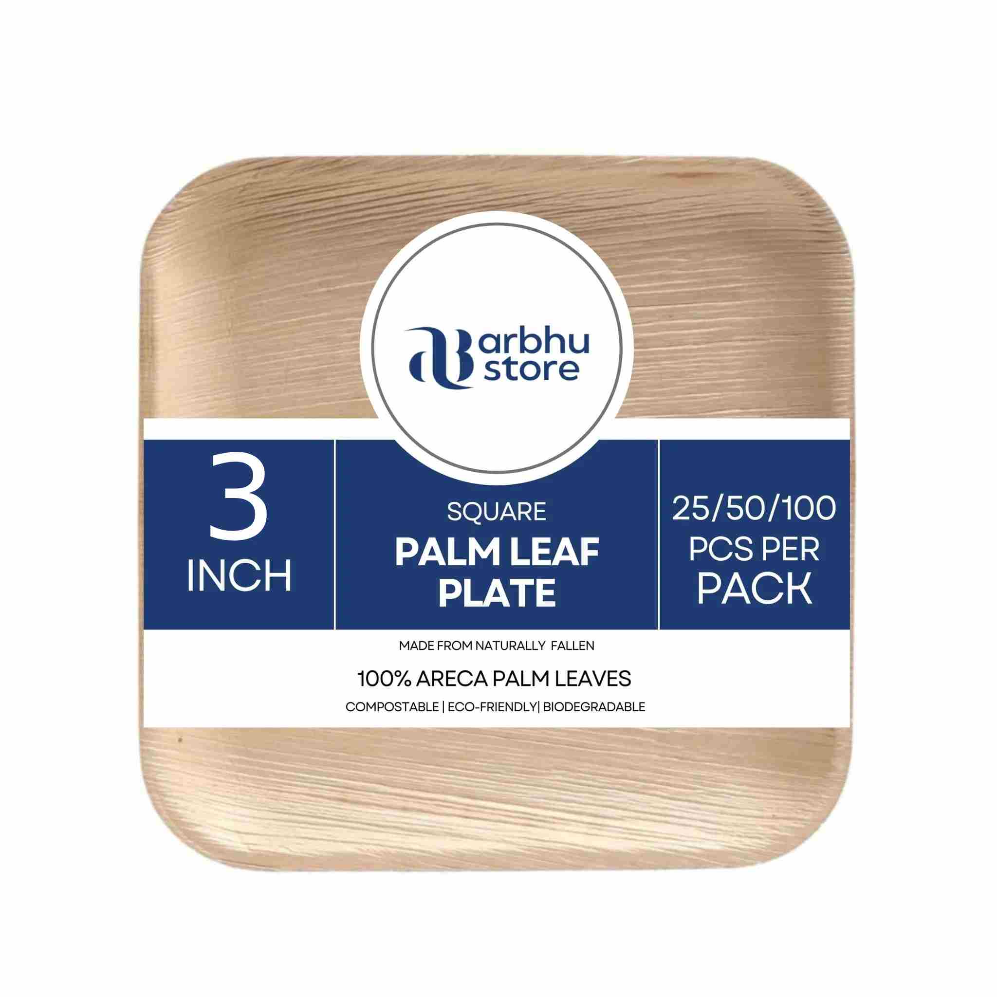 Arbhu 3 Inch Palm Leaf Mini Bowls for Sauces, Salad Dressing