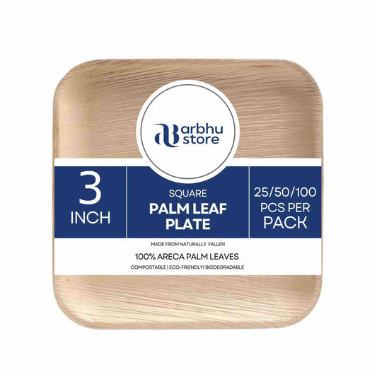 Arbhu 3 Inch Palm Leaf Mini Bowls for Sauces, Salad Dressing