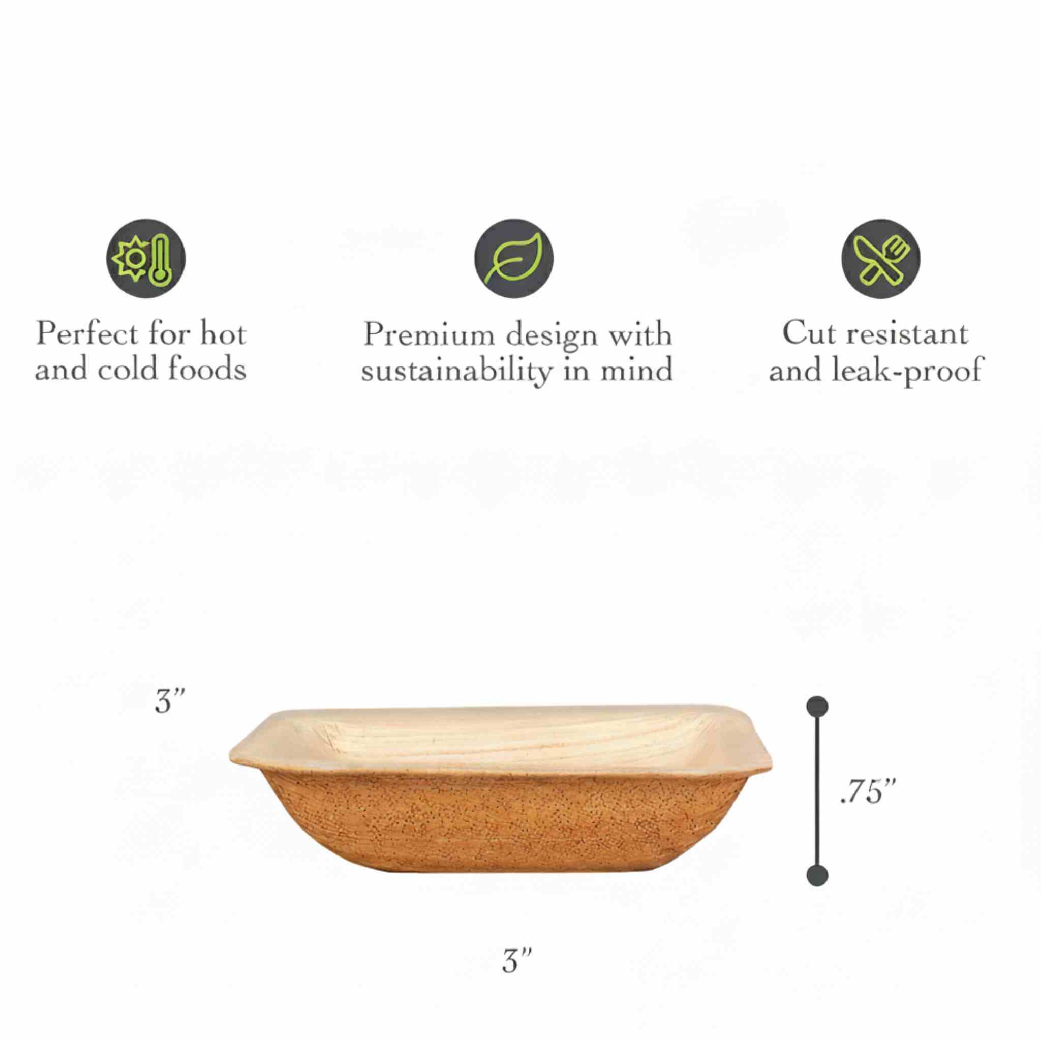 Arbhu 3 Inch Palm Leaf Mini Bowls for Sauces, Salad Dressing
