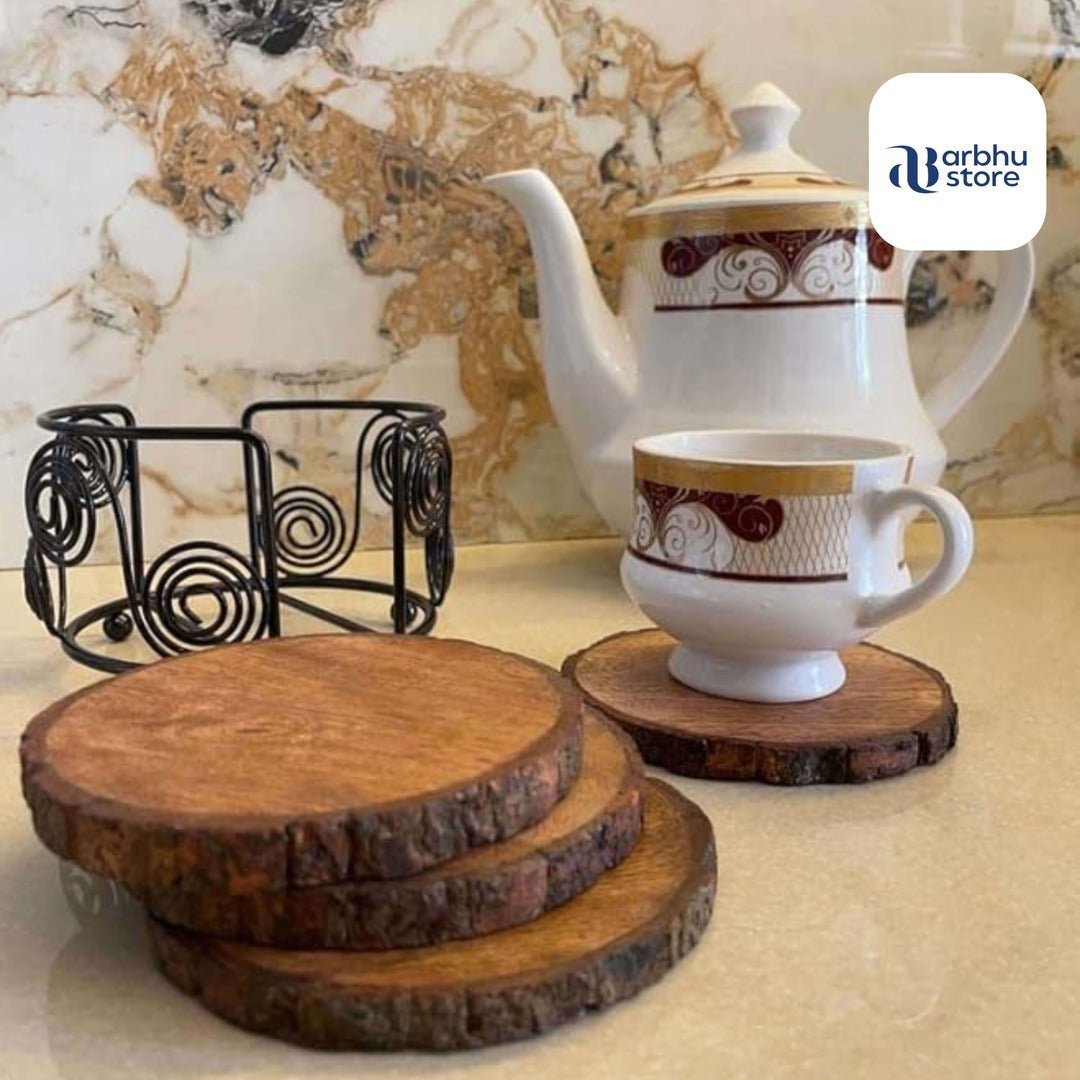Wooden Trunk Coasters - Set of 4: Rustic Elegance for Your Table - arbhustore